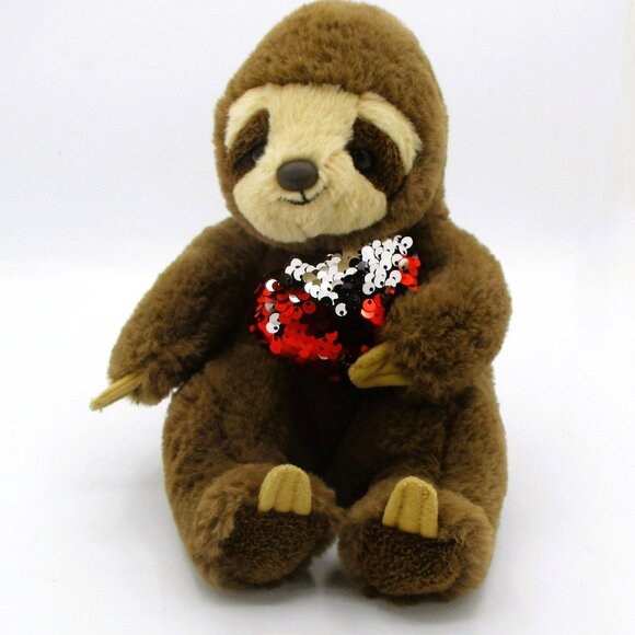 Aurora World Miyoni Plush SlothRreversible Sequin Heart Toy 9" - Picture 1 of 6